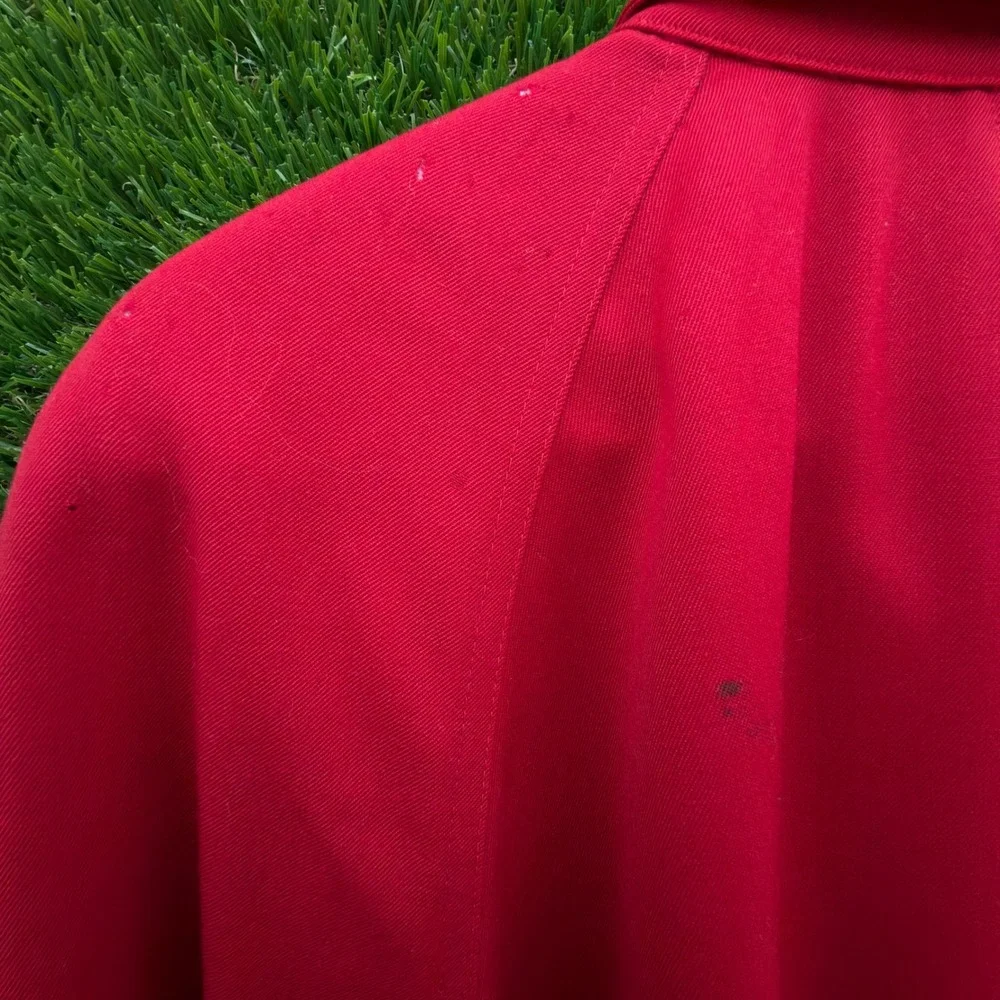 Hugo‎ Buscati Collection Red Trench Coat Womens Large Made In USA Classic Chic